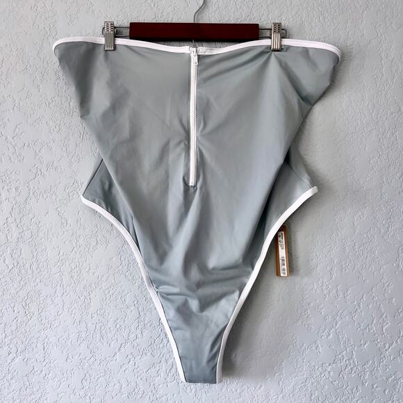 Skims Pacific Blue Sporty Zipper Swim Strapless One Piece Size 4x - Picture 6 of 11